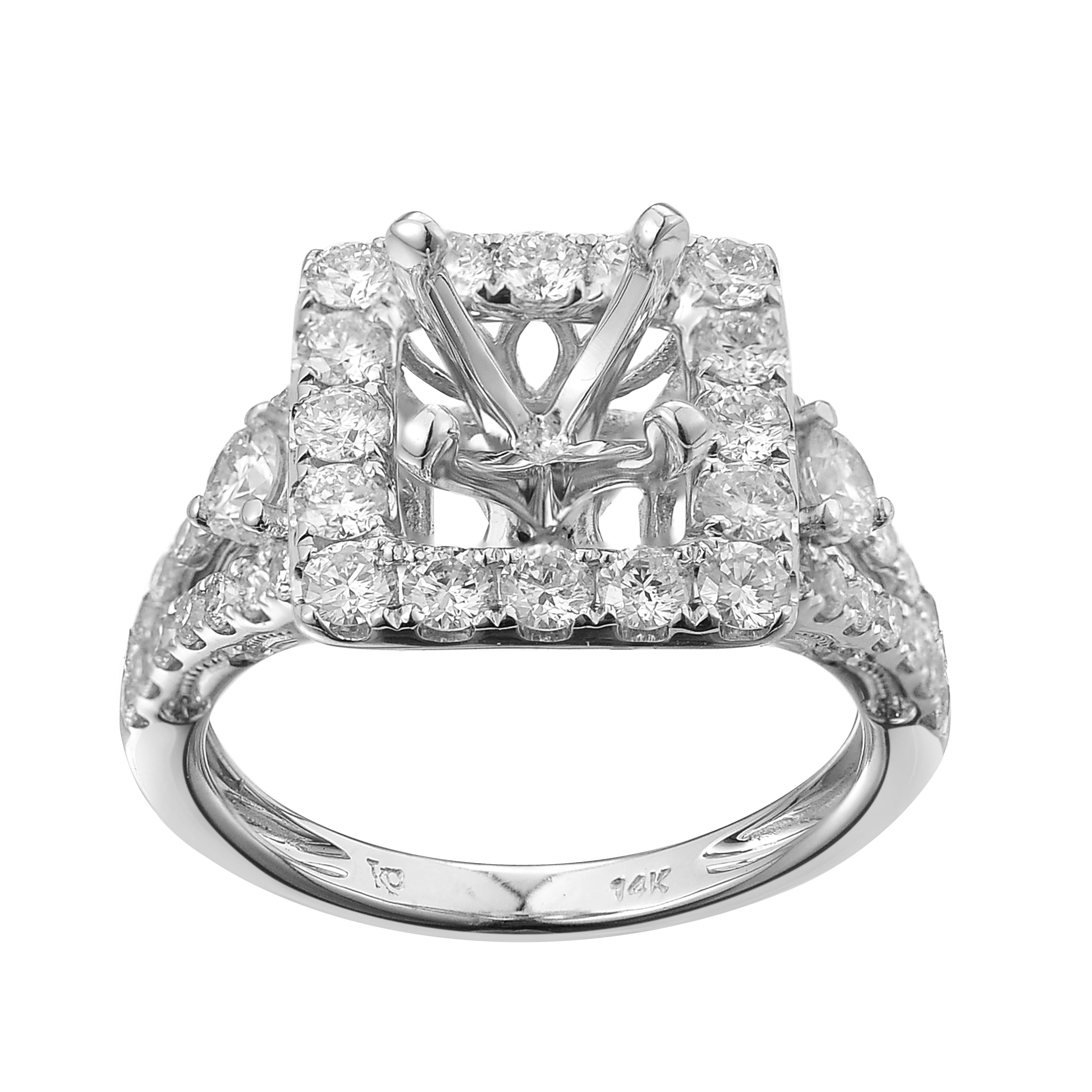 Diamond Engagement Mounting Ring  1.52 ct. 14K White Gold